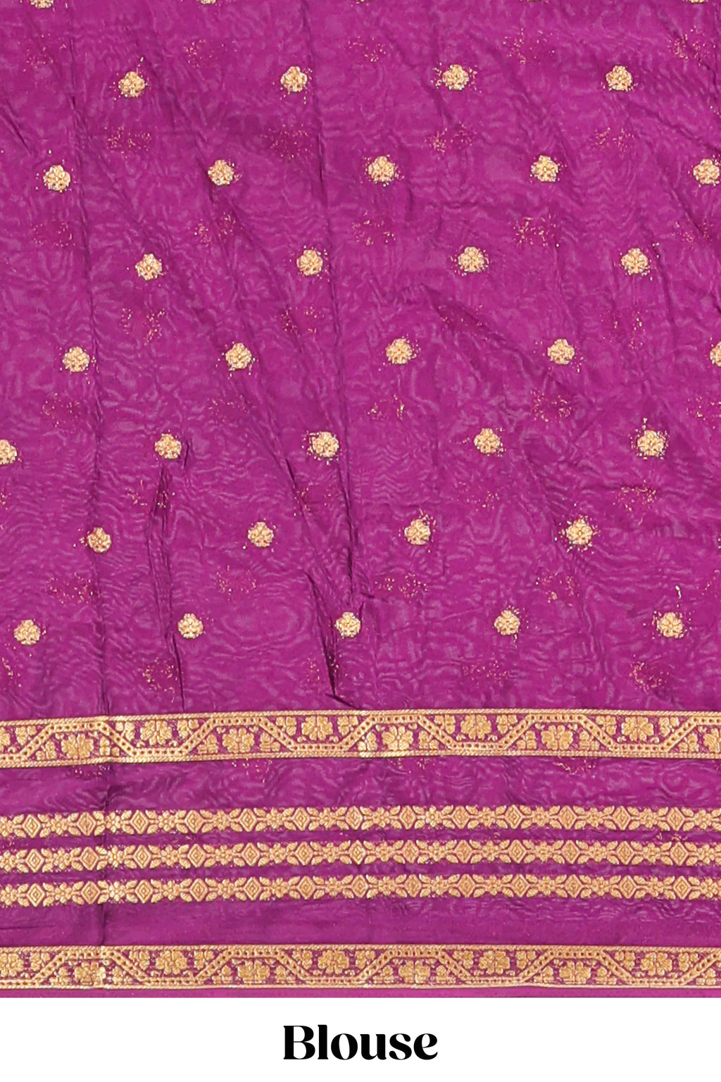 Blue zari butta art mysore silk saree with contrast zari border and motifs blouse