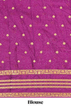 Blue zari butta art mysore silk saree with contrast zari border and motifs blouse