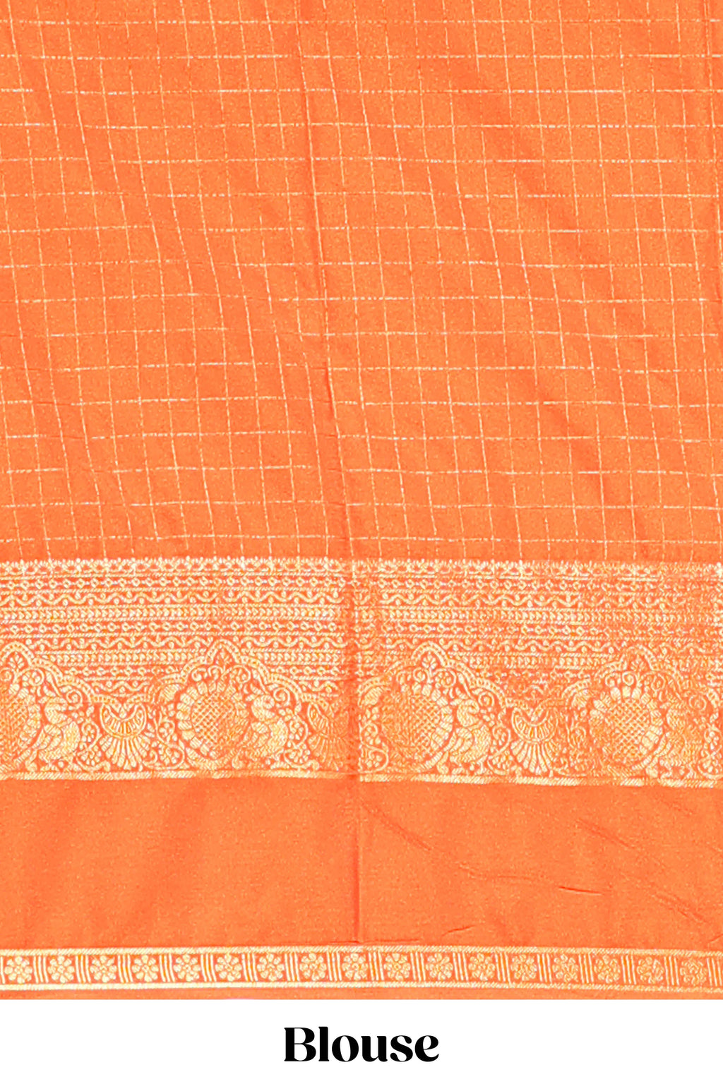 Magenta zari checked art mysore silk saree with contrast zari border and checked blouse