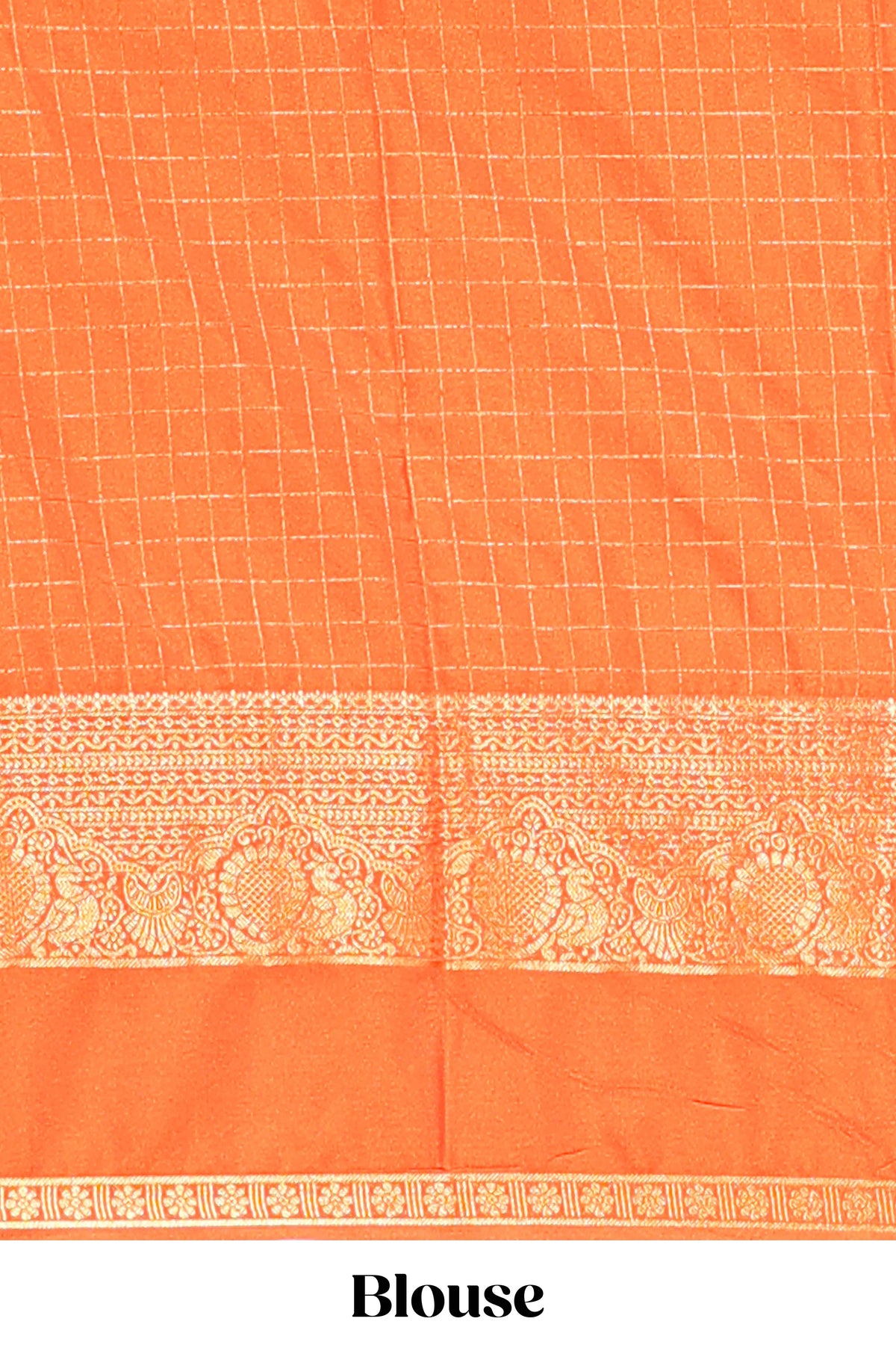 Magenta zari checked art mysore silk saree with contrast zari border and checked blouse