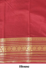 Green plain art mysore silk saree with contrast zari border and plain blouse