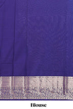 Cyan Blue floral butta motifs art mysore silk saree with contrast zari border and plain blouse