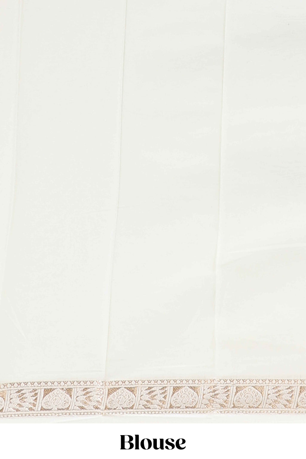 Off white plain art mysore silk saree with self zari border and matching blouse