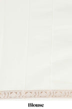 Off white plain art mysore silk saree with self zari border and matching blouse