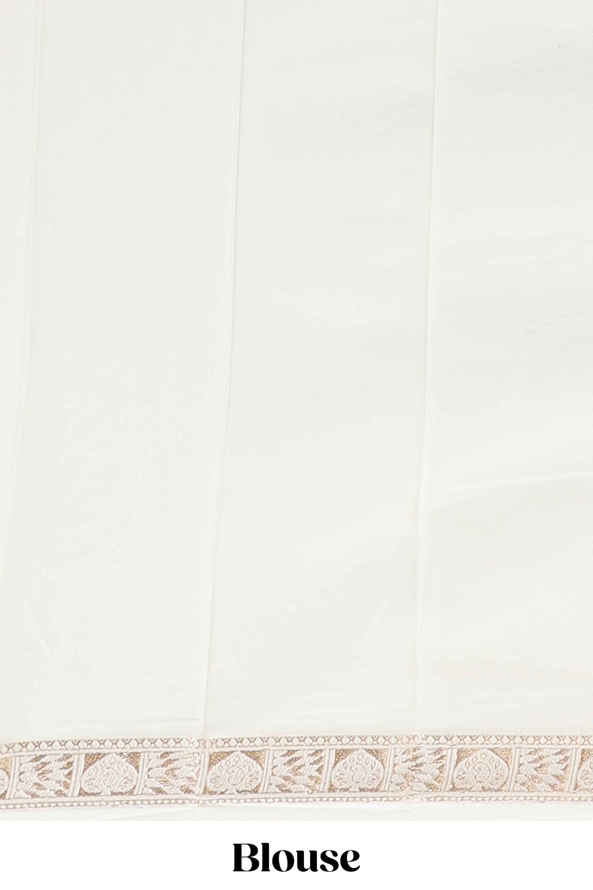 Off white plain art mysore silk saree with self zari border and matching blouse