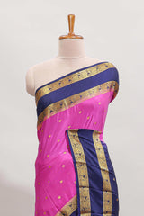 Magenta butta designed art mysore silk saree with contrast zari border and blouse