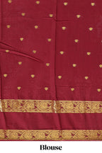 Pink butta designed art mysore silk saree with contrast zari border and blouse