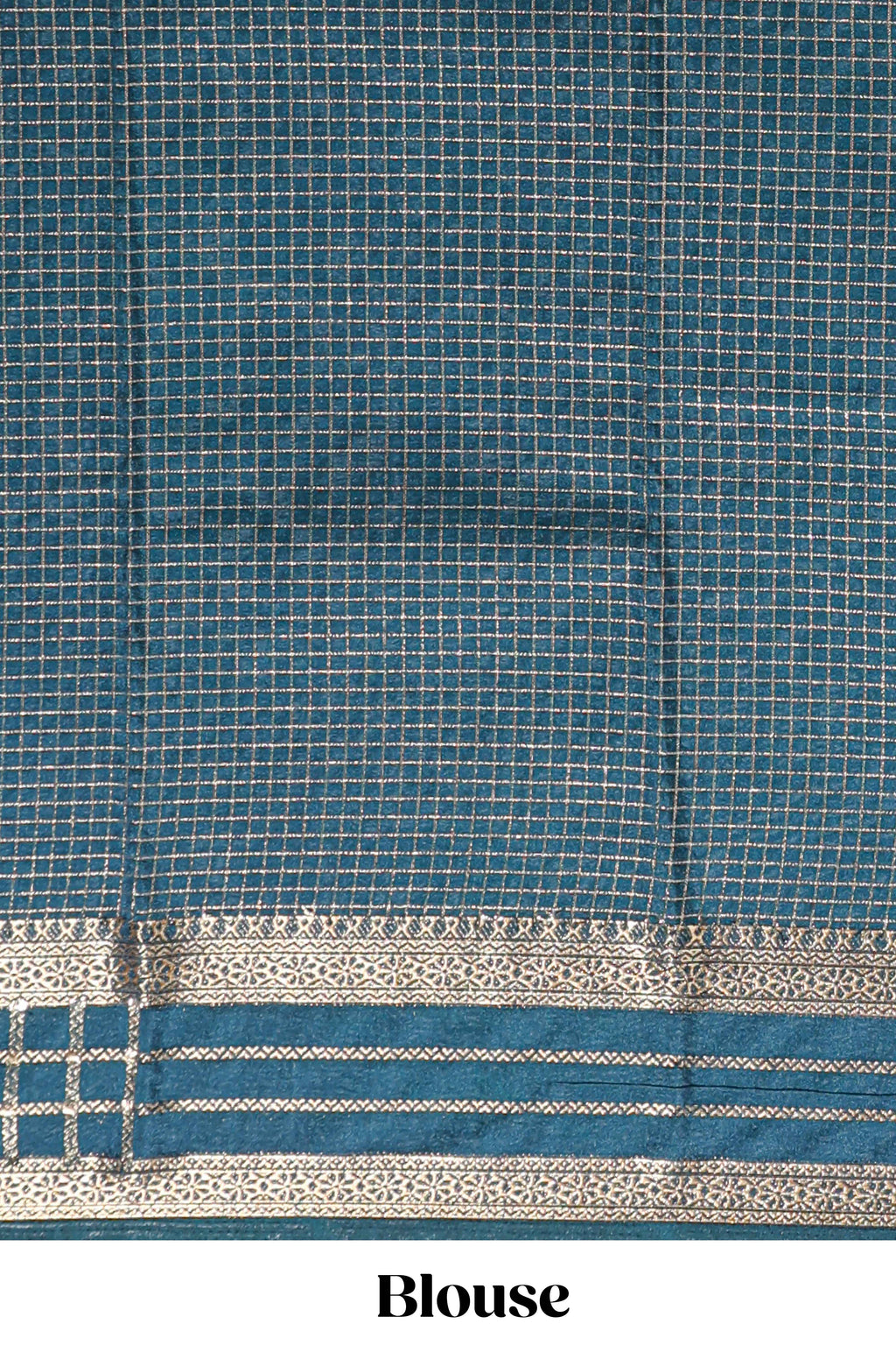 Pink checked zari motifs art mysore silk saree with contrast zari border and checked blouse