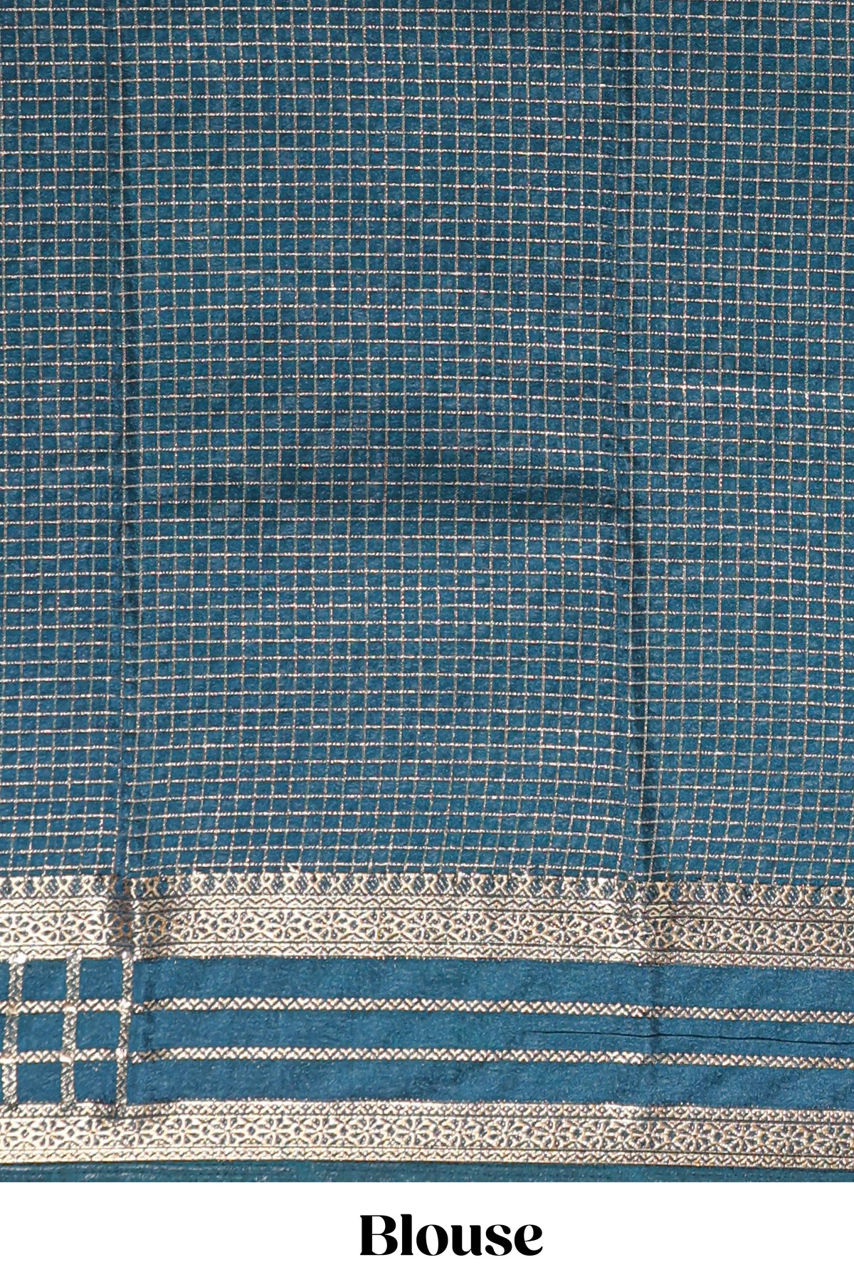 Pink checked zari motifs art mysore silk saree with contrast zari border and checked blouse