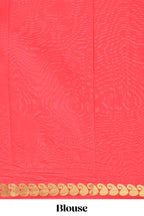 Red plain art mysore silk saree with self zari border and matching blouse
