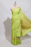 Green checked zari motifs design art mysore silk saree with self zari border and matching checked blouse