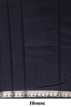 Black plain design art mysore silk saree with self zari border and matching blouse