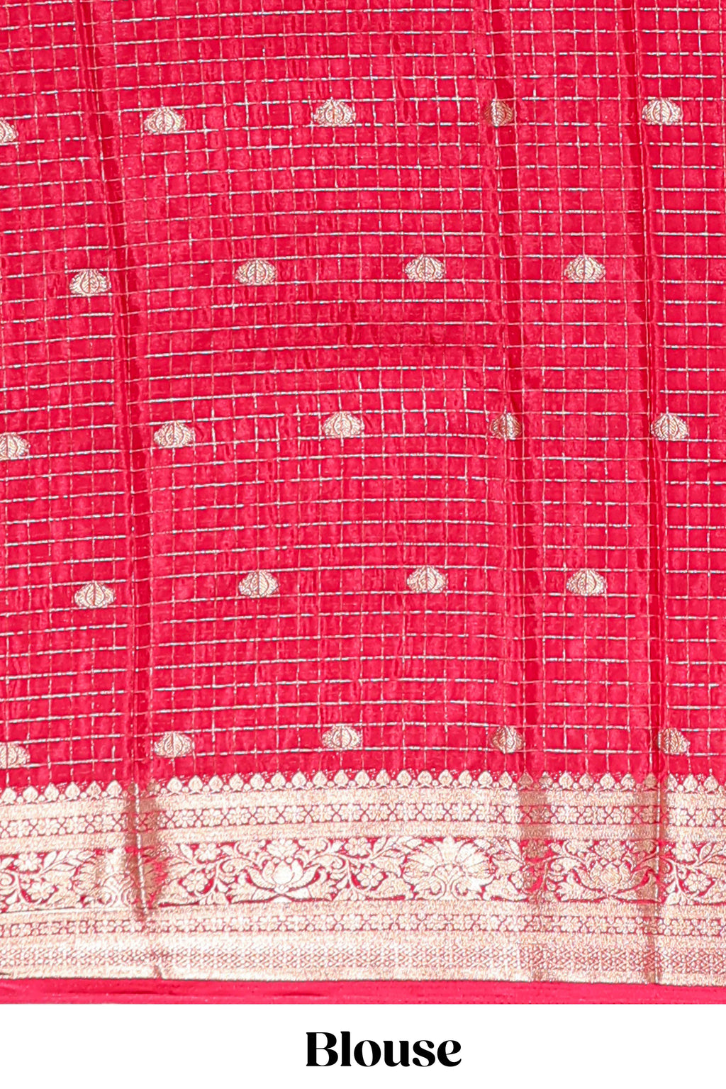 Violet checked zari design art mysore silk saree with contrast zari border and checked blouse
