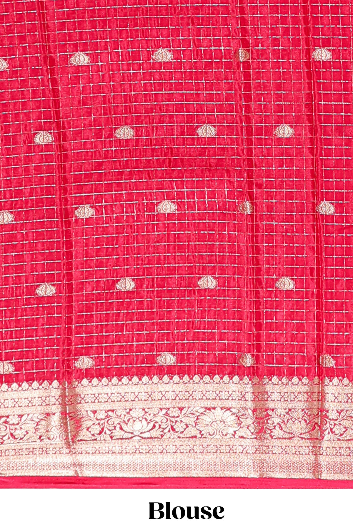 Violet checked zari design art mysore silk saree with contrast zari border and checked blouse