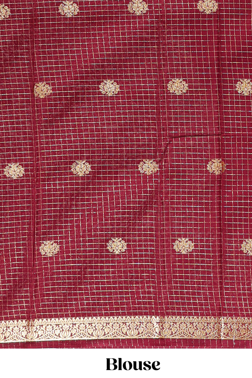 Turquoise green checked zari motifs design art mysore silk saree with contrast zari border and checked blouse