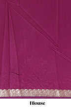 Pink plain design art mysore silk saree with contrast zari border and blouse