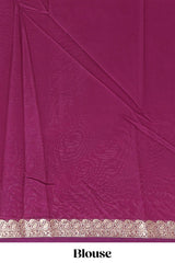 Pink plain design art mysore silk saree with contrast zari border and blouse
