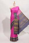 Pink zari motifs design art mysore silk saree with contrast zari border and motifs blouse