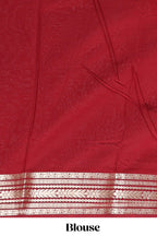 Orange plain design art mysore silk saree with contrast zari border and blouse