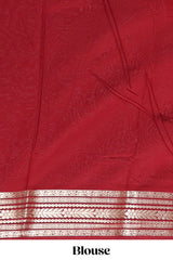 Orange plain design art mysore silk saree with contrast zari border and blouse