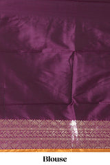 Mustard Yellow Checked Art Silk Saree with Rich Gold Zari Border and Grand Zari Woven Pallu with Contrast Blouse