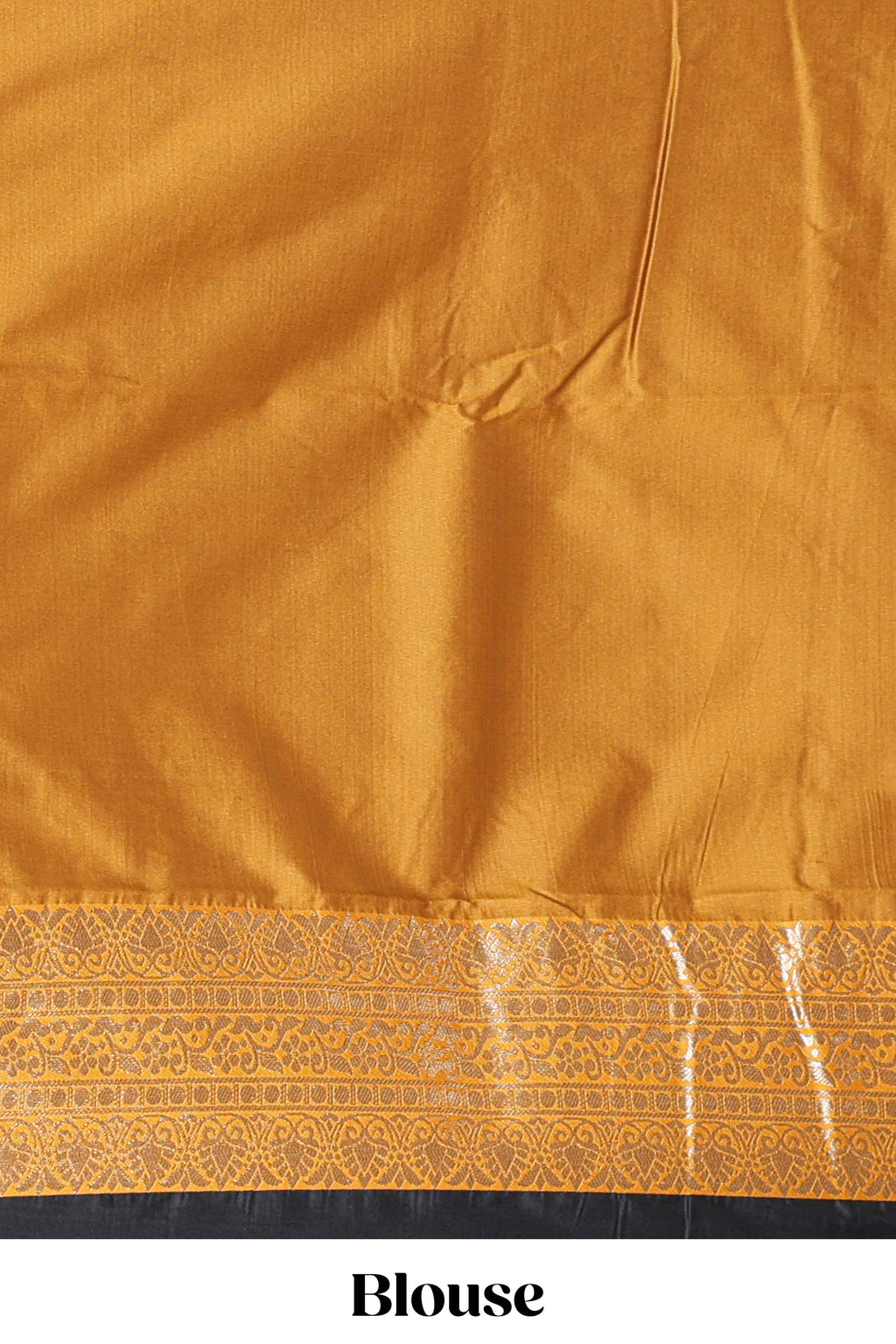 Black Checked Art Silk Saree with Rich Gold Zari Border and Grand Zari Woven Pallu with Contrast Blouse