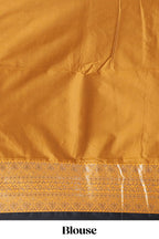 Black Checked Art Silk Saree with Rich Gold Zari Border and Grand Zari Woven Pallu with Contrast Blouse