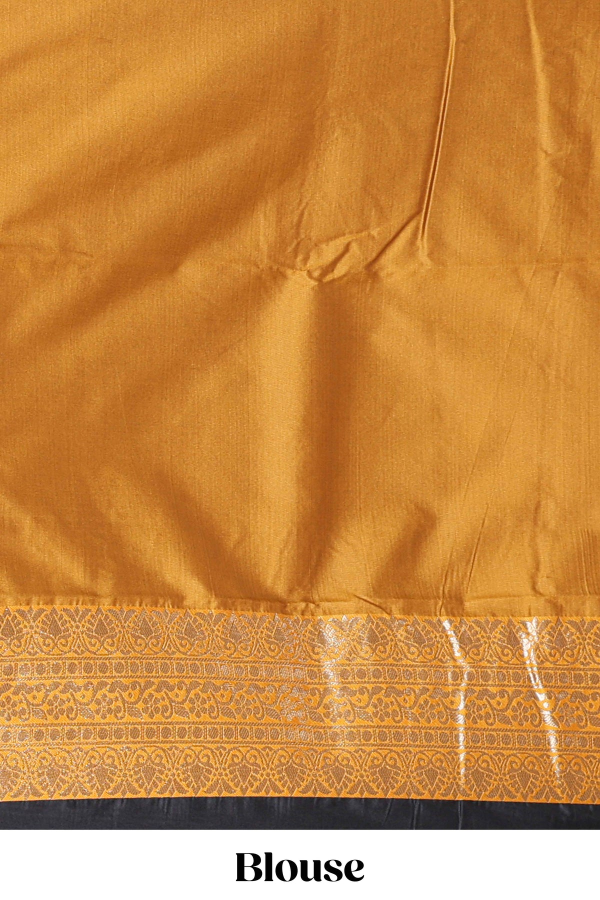 Black Checked Art Silk Saree with Rich Gold Zari Border and Grand Zari Woven Pallu with Contrast Blouse