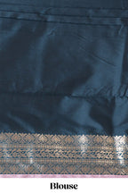Lavender Checked Art Silk Saree with Rich Gold Zari Border and Grand Zari Woven Pallu with Contrast Blouse