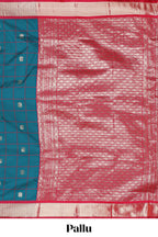 Peacock Green Checked Art Silk Saree with Rich Gold Zari Border and Grand Zari Woven Pallu with Contrast Blouse