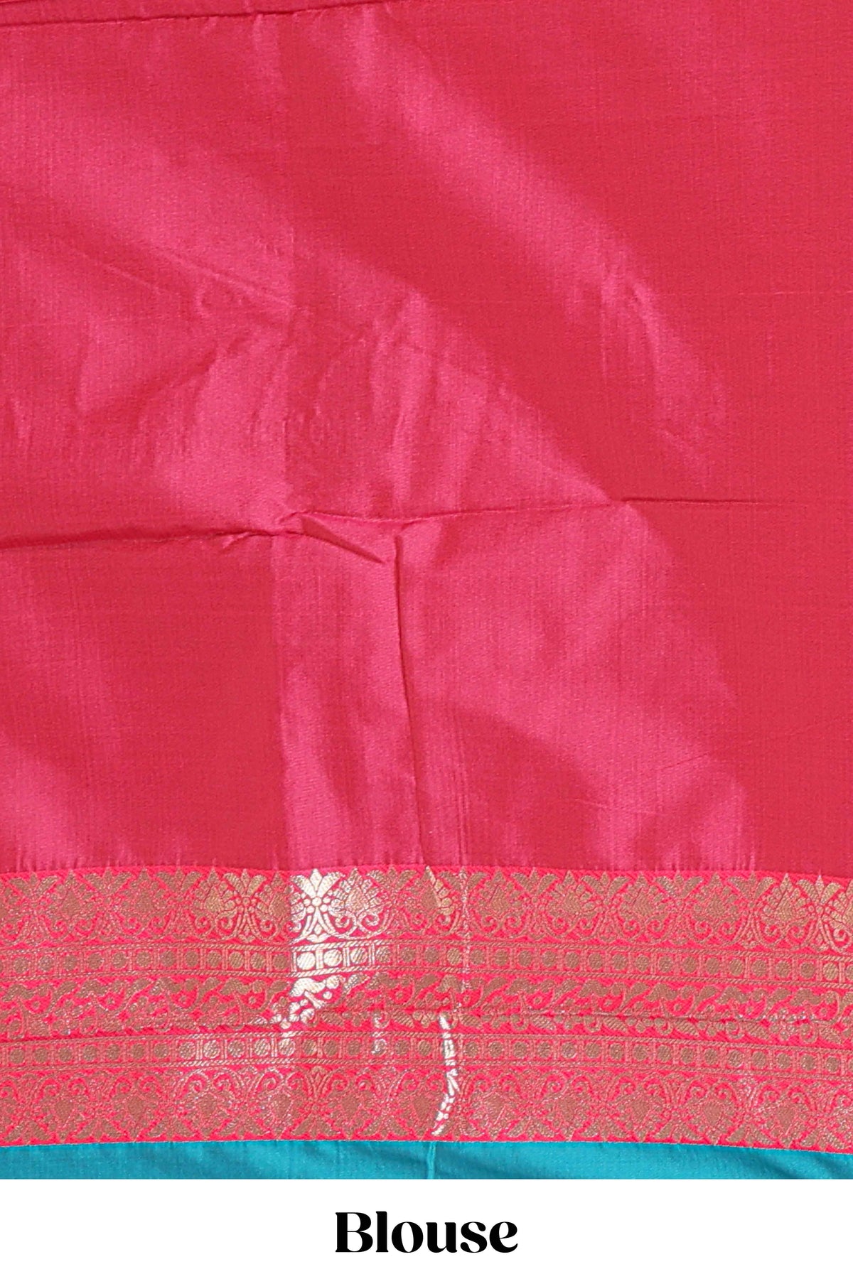 Peacock Green Checked Art Silk Saree with Rich Gold Zari Border and Grand Zari Woven Pallu with Contrast Blouse