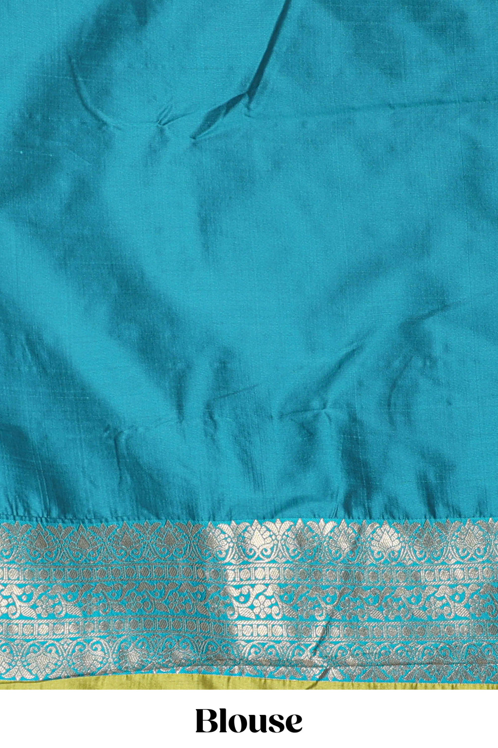 Green Checked Art Silk Saree with Rich Gold Zari Border and Grand Zari Woven Pallu with Contrast Blouse
