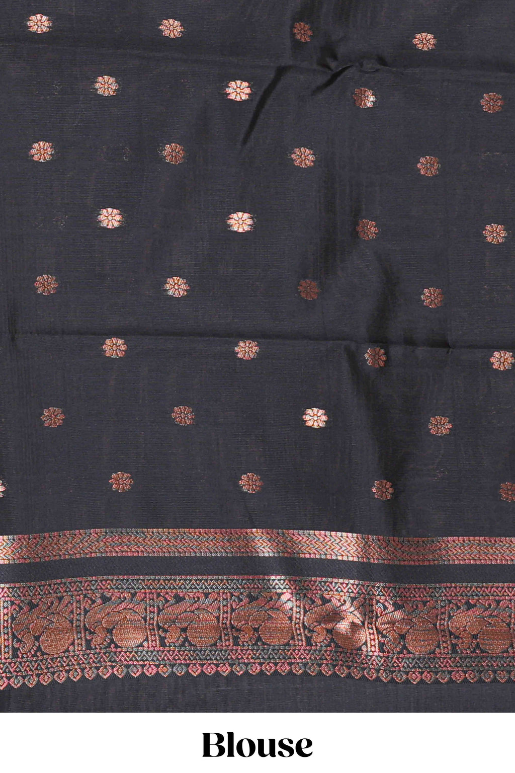 Red Art Silk Checked Pattern and Peacock Motifs with Woven Zari Style Border along with Matching Zari Weaving Buttas