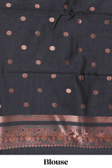 Red Art Silk Checked Pattern and Peacock Motifs with Woven Zari Style Border along with Matching Zari Weaving Buttas