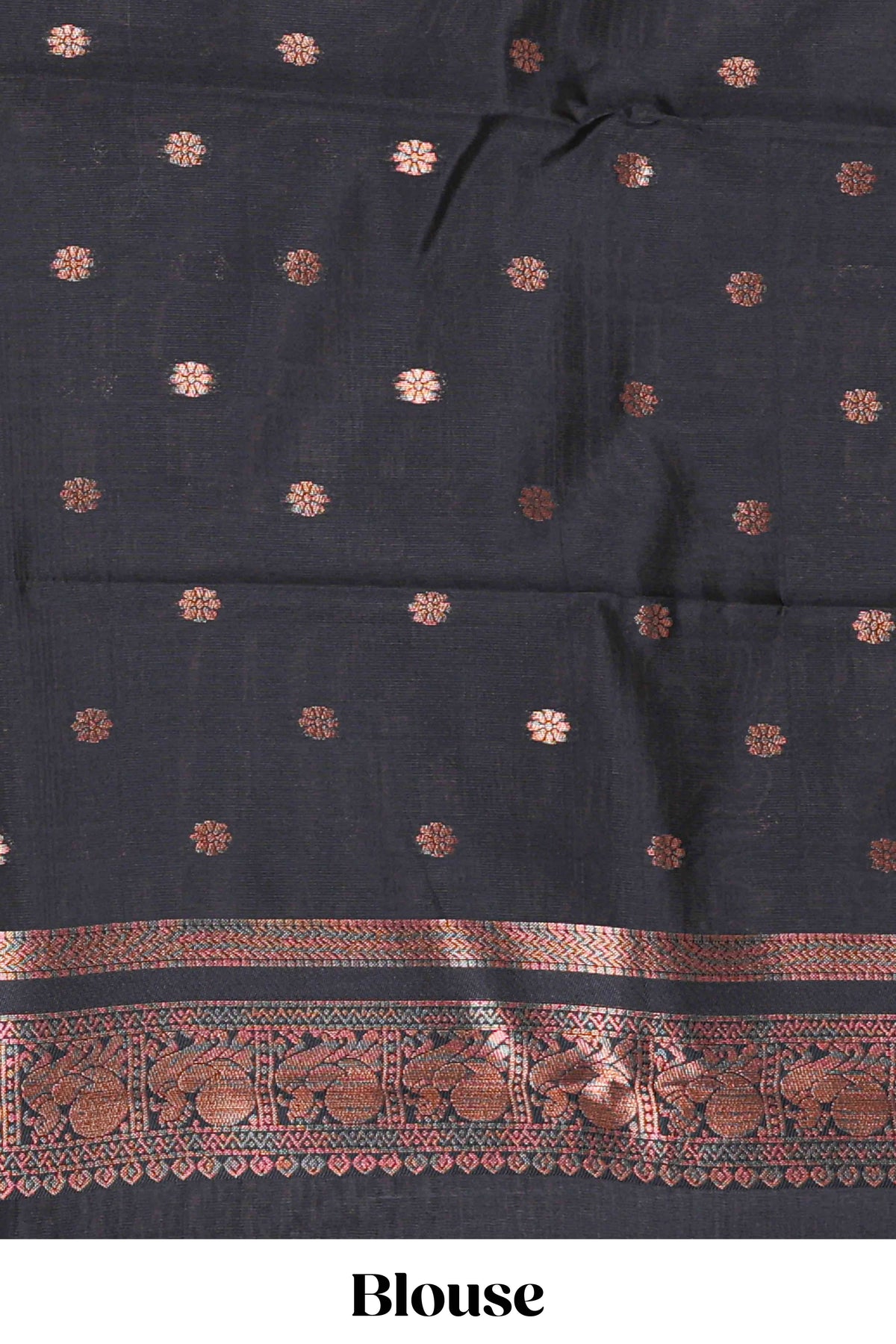 Red Art Silk Checked Pattern and Peacock Motifs with Woven Zari Style Border along with Matching Zari Weaving Buttas