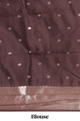 Coffee Brown Art Silk Saree with Geometric Design Rich Zari Border and Border with Matching Blouse