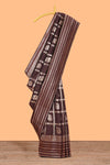 Brown Art Silk Checked Pattern and Paisley with Woven Zari Style Border along with Matching Zari Weaving Buttas
