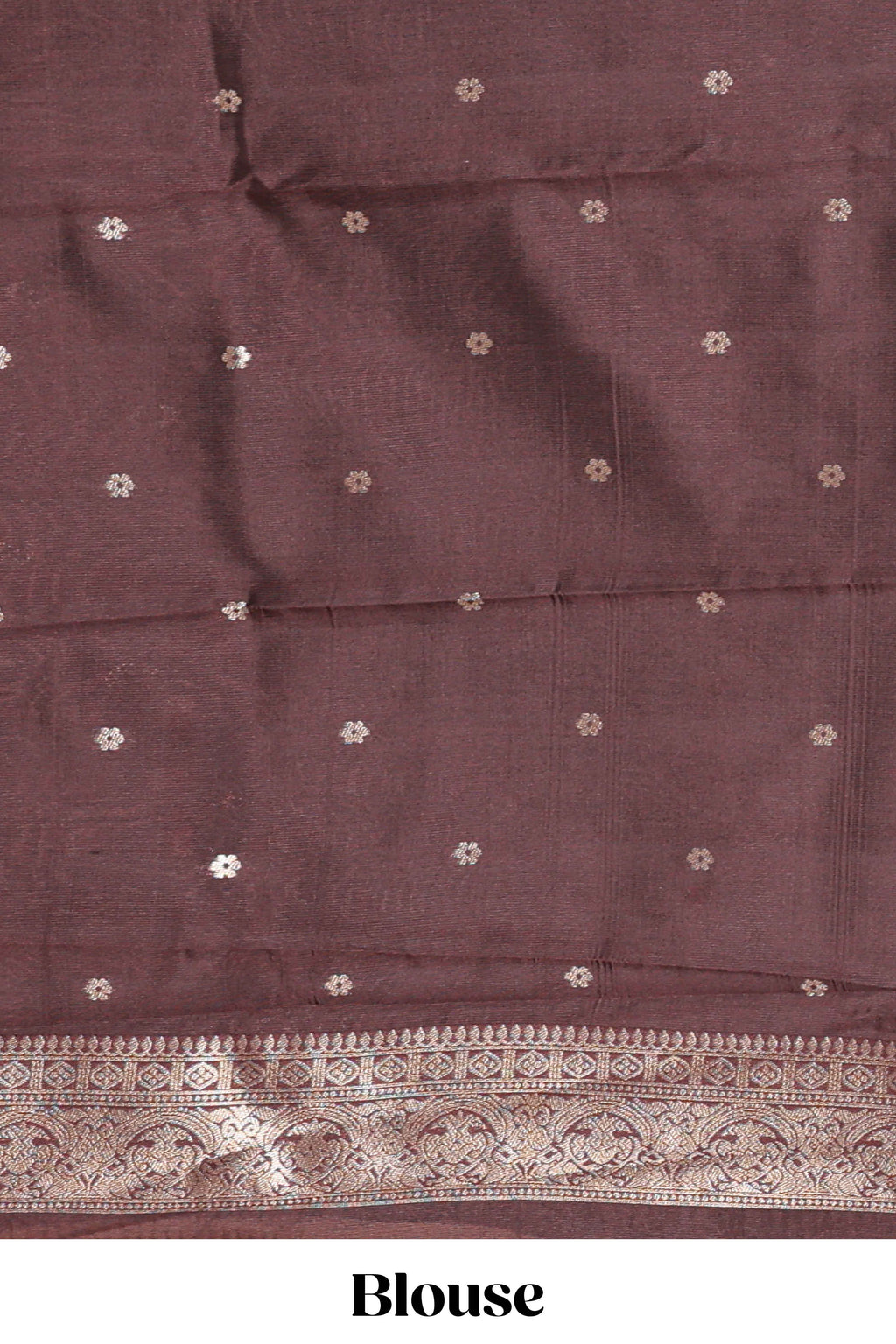 Brown Art Silk Checked Pattern and Paisley with Woven Zari Style Border along with Matching Zari Weaving Buttas