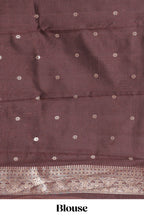 Brown Art Silk Checked Pattern and Paisley with Woven Zari Style Border along with Matching Zari Weaving Buttas