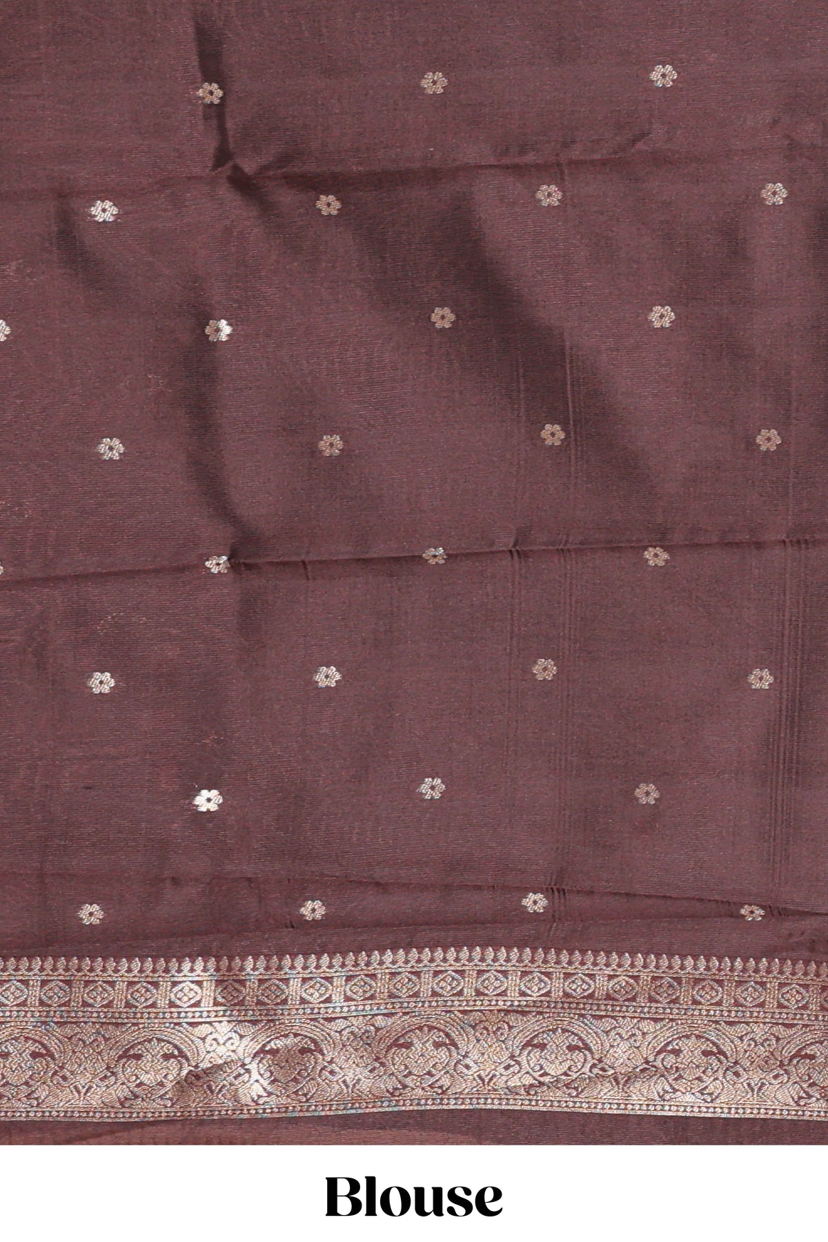 Brown Art Silk Checked Pattern and Paisley with Woven Zari Style Border along with Matching Zari Weaving Buttas