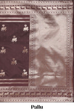 Wine Brown Art Silk Saree Gold Zari Woven Pichwai Motifs with Woven Zari Border and Matching Blouse