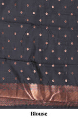 Red Art Silk Paisley Motifs with Woven Zari Style Border along with Matching Zari Weaving Buttas