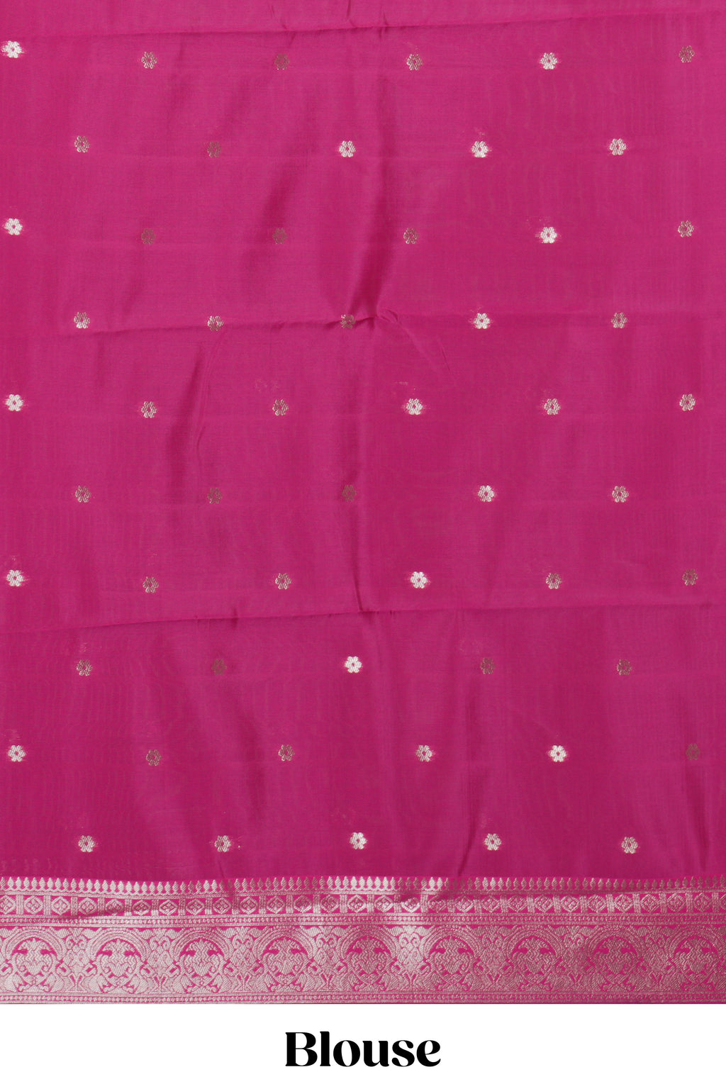 Magenta checked zari motifs art silk saree with self zari border and matching zari motifs blouse