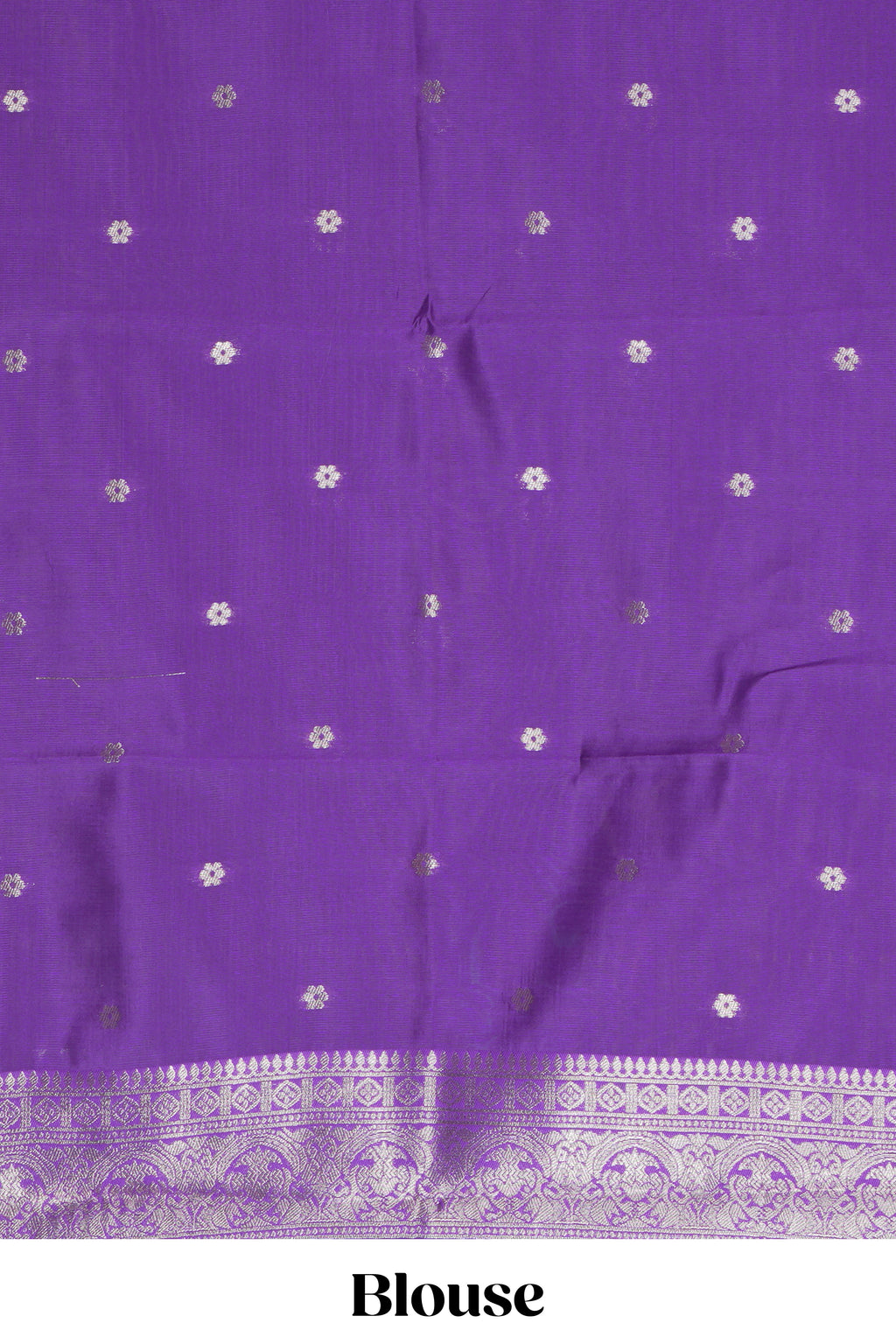 Violet checked zari motifs art silk saree with self zari border and matching zari motifs blouse