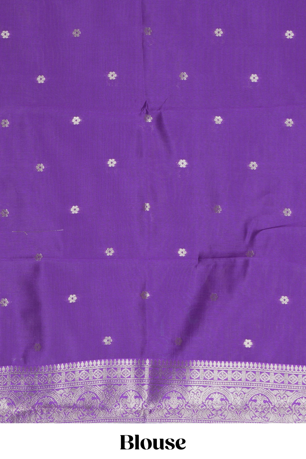 Violet checked zari motifs art silk saree with self zari border and matching zari motifs blouse