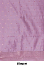 Purple zari checked  art silk saree with contrast bentex zari border and zari motifs blouse