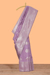 Mauve zari motifs art silk saree with self zari border and matching zari motifs blouse