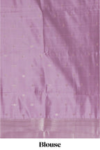 Mauve zari motifs art silk saree with self zari border and matching zari motifs blouse