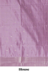 Mauve zari motifs art silk saree with self zari border and matching zari motifs blouse