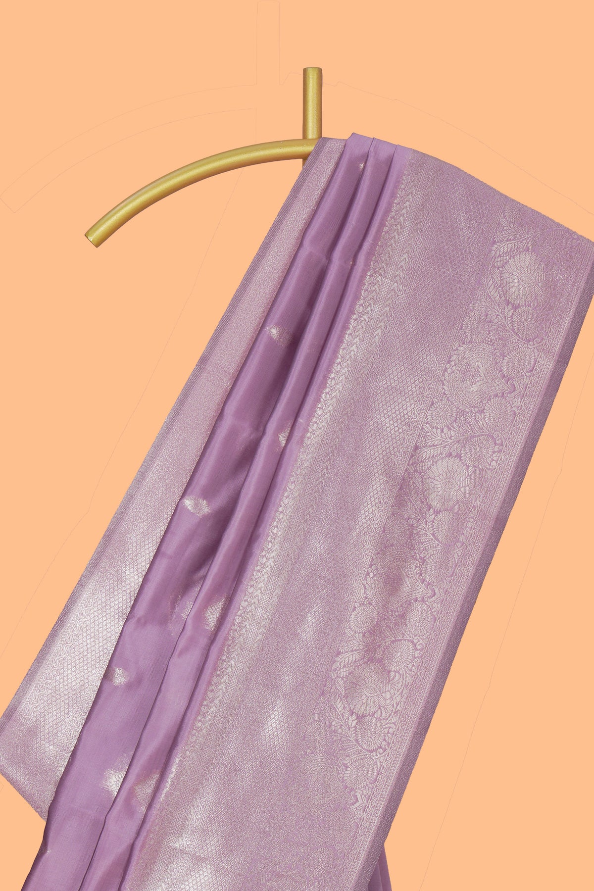 Mauve zari motifs art silk saree with self zari border and matching zari motifs blouse